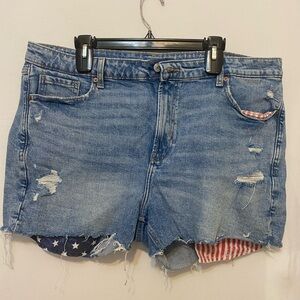 Old Navy Blue Jean Short With American Flag Accents